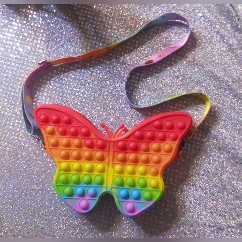 Butterfly Pop Shoulder Bag Kids Girls Rainbow Color